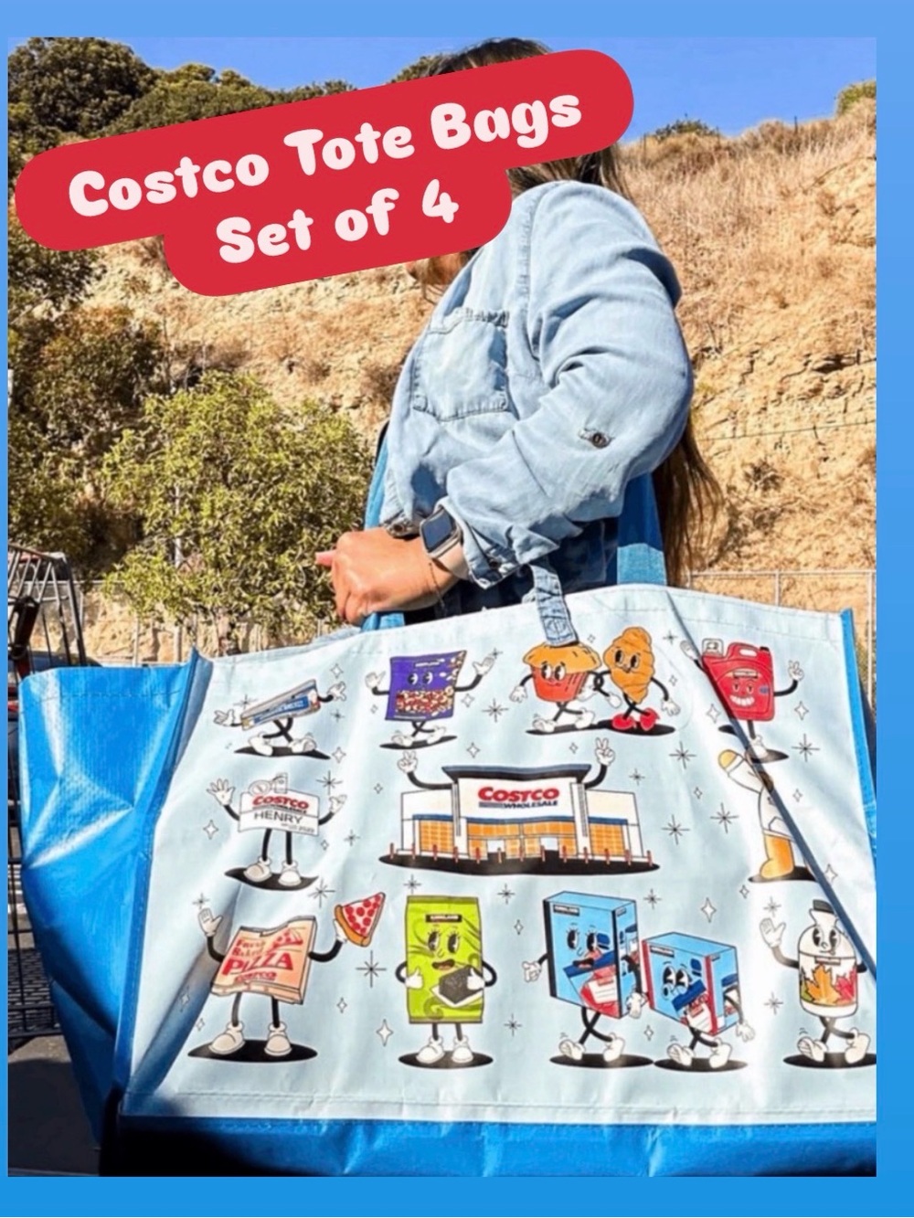 NWT! Set of 4 Costco XXL Reusable Tote Bags